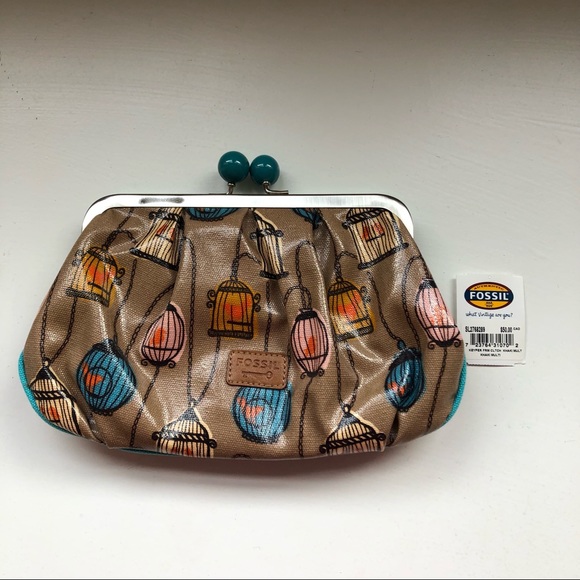 Brand new Fossil Keyper bird cage print clutch - Picture 2 of 4